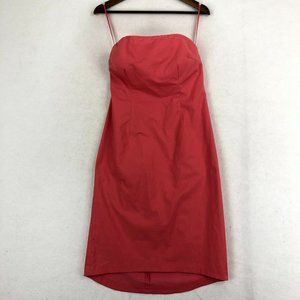 J. Crew Women's Size 2** Pink Strapless A-Line Side Zip High-Low Midi Dress